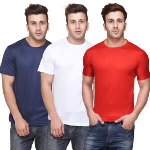 Ketex Round Neck Men's Polyester Blend Dri Fit T-Shirts (Pack of 3)