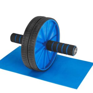 Premium Abs Roller for Men & Women Stomach Abs Roller Wheel for Home Workout, Gym Ab Roller for Men Abs Workout Equipment for Abdominal Ab Roller Home Exercise Equipment with Knee Mat -(Blue & Black)