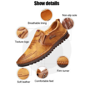 Men’s Beige Leather Casual Shoes