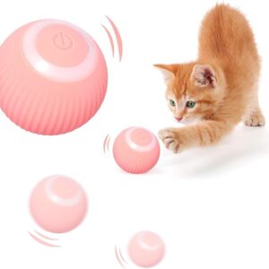 Interactive Cat Toy Ball with LED Light, 360° Self-Rotating Electric Ball, USB Rechargeable Electric Cat Toy