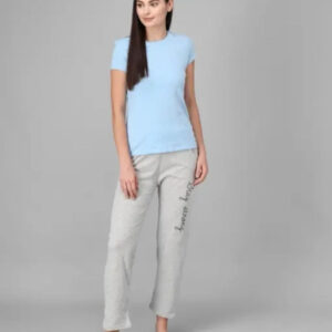 Cotton Blend Straight Fit Trouser for Women (Grey)