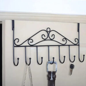 Door Hanger with 7 Hooks Over The Door Hooks,Overdoor Towel Rack,Metal Heavy-Duty Door Hanger Hook Storage Organizer for Hanging
