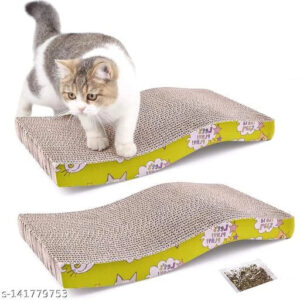 Scratcher Board with a Curved Wave Design for Pet (Multicolor, Pack of 2)