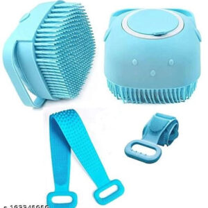 Silicone Body Back Scrubber with Double Side Bathing Belt (Multicolor, Set of 2)