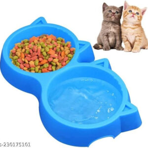 Plastic Double Feeding Bowls for Cat & Dog (Multicolor, S)