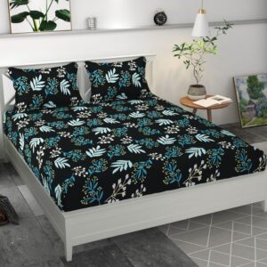Premium MICROFIBER ELASTIC FITTED DOUBLE BEDSHEET WITH TWO PILLOW COVERS (70X76X6 Inches)