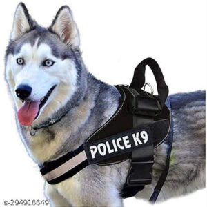 Nylon 1.25 inches Dog Harness (Black, L)