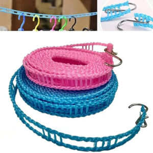 Windproof Anti-Slip Clothes Washing Line Drying Nylon Rope with Hooks/Nylon Clothesline - 5 Meter