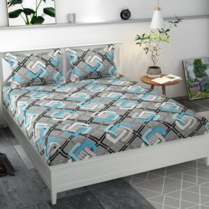 Premium MICROFIBER ELASTIC FITTED DOUBLE BEDSHEET WITH TWO PILLOW COVERS (70X76X6 Inches)