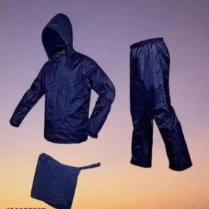 Polyester Solid Rainsuit for Men (Black, XL)