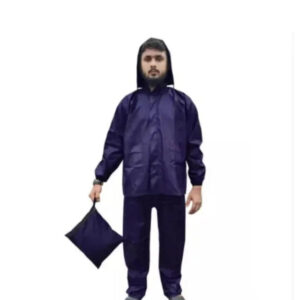 Polyester Solid Rainsuit for Men (Black, XL)