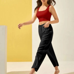 Cotton Blend Solid Top for Women (Red)