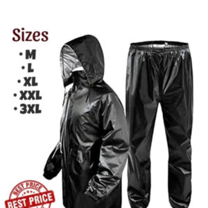 Polyester Solid Rainsuit for Men (Black, XL)