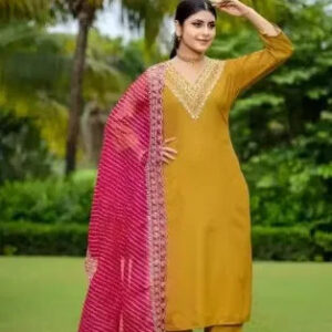 Kurta With Dupatta And Bottomwear (Mustard)