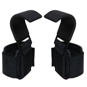 Weight Lifting Hooks Hand Grip Wrist Straps for Deadlift Powerlifting Pull up bar Solid Steel Thick Padded Neoprene (Set of 2 PC straps)