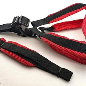Fabric Body Harness for Dog (Black & Red, 0.5 inches) (M)