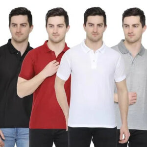 Men’s Cotton Polo T‑Shirts – Pack of 4