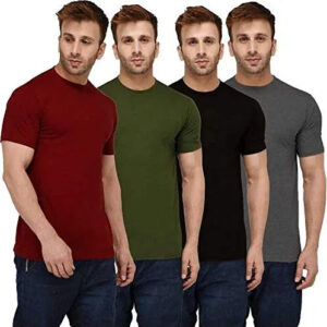 Men’s Solid Round Neck T-Shirt – Pack of 4