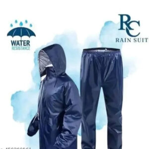 Polyester Solid Rainsuit for Men (Black, XL)