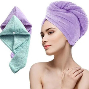 Ultra-Soft Coral Fleece Hair Drying Cap with Cloud Texture