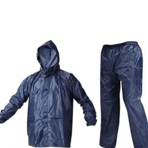 Polyester Full Sleeves Rainsuit Set for Men (Navy Blue, XL)