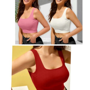 Cotton Blend Solid Top for Women (Multicolor) (Pack of 3)