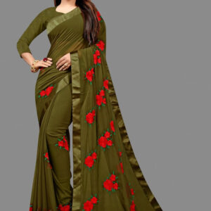 Georgette Embroidered Saree for Women (Multicolor, 6.3 m)