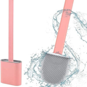 Silicone Water Drop Toilet Brush and Holder Set (Multicolor, Set of 1)