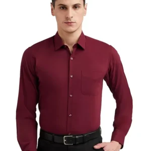 Men’s Maroon Slim Fit Formal & Casual Shirt Full Sleeve Solid Shirt Pack of 1