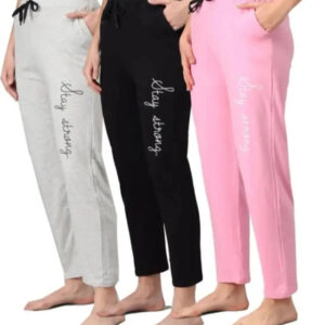 Cotton Blend Straight Fit Trouser for Women (Multicolor) (Pack of 3)