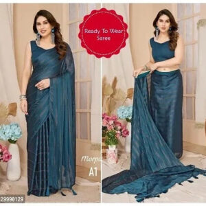 Georgette Striped Saree for Women (Multicolor, 6.3 m)