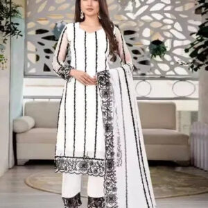 Kurta With Dupatta And Bottomwear (White)