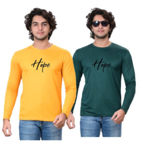 Pack of 2 Men’s Yellow & Green Printed Round Neck T-Shirts