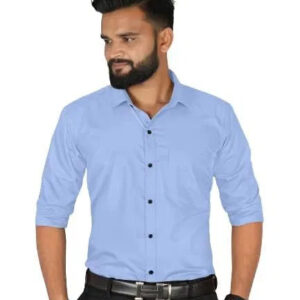 Men’s Sky Blue Slim Fit Formal & Casual Shirt Full Sleeve Solid Shirt Pack of 3