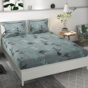 Premium MICROFIBER ELASTIC FITTED DOUBLE BEDSHEET WITH TWO PILLOW COVERS (70X76X6 Inches)