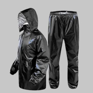 Polyester Solid Rainsuit for Men (Black, L)