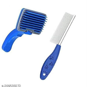 ABS Plastic Slicker Brush with Hair Brush for Pet (Multicolor, Set of 2)