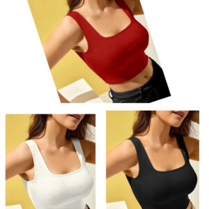 Cotton Blend Solid Top for Women (Multicolor) (Pack of 3)