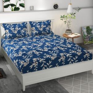 Premium MICROFIBER ELASTIC FITTED DOUBLE BEDSHEET WITH TWO PILLOW COVERS (70X76X6 Inches)