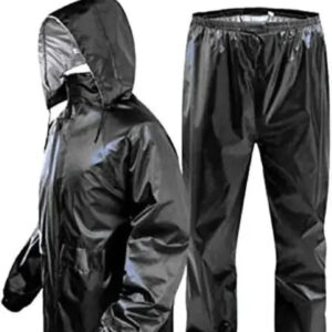 Polyester Solid Rainsuit for Men (Black, XL)
