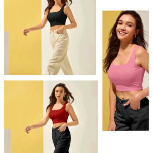 Cotton Blend Solid Top for Women (Multicolor) (Pack of 3)