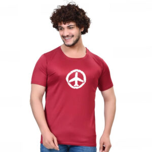 Maroon Men’s Casual Printed Cotton T-Shirt