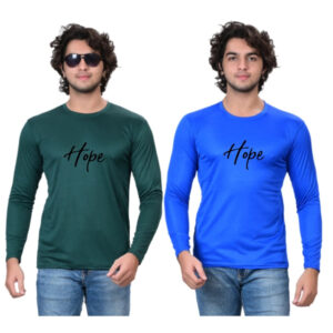 Round Neck Printed T-Shirt for Men (Green & Blue, S) (Pack of 2)