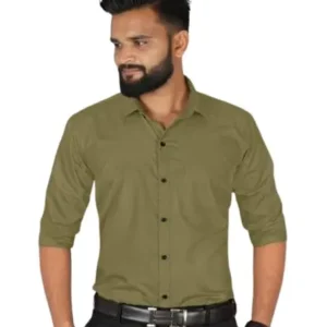 Men’s Mehandi Slim Fit Formal & Casual Shirt Full Sleeve Solid Shirt Pack of 1