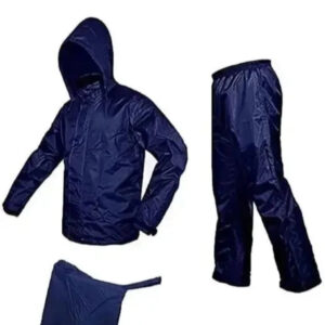 Polyester Full Sleeves Rainsuit Set for Men (Navy Blue, XL)
