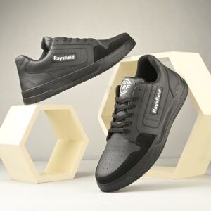 ANJRS Men’s Black Casual Sports Shoes – Comfortable Daily Wear Sneakers