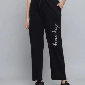 Cotton Blend Straight Fit Trouser for Women (Black, M)