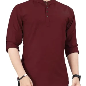 Men's Slim Fit Full Sleeve Cotton Short Kurta Pack of 1