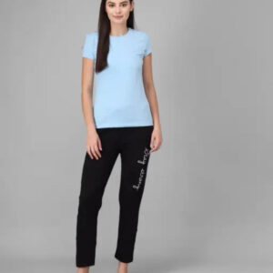 Cotton Blend Straight Fit Trouser for Women (Black)