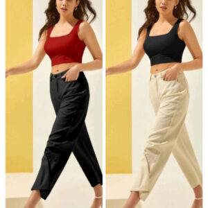 Cotton Blend Solid Top for Women (Maroon & Black) (Pack of 2)